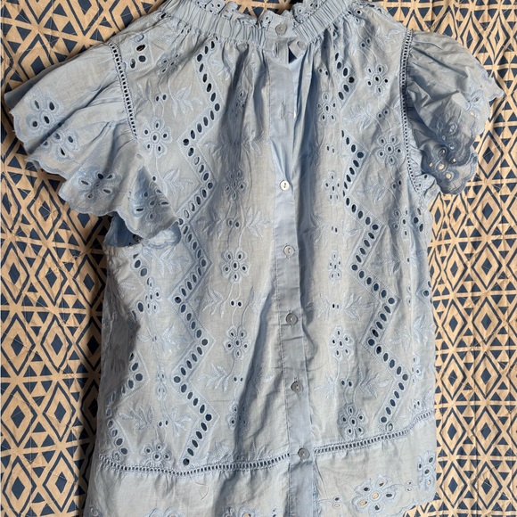 Light Blue Eyelet Women's Top - Picture 3 of 3